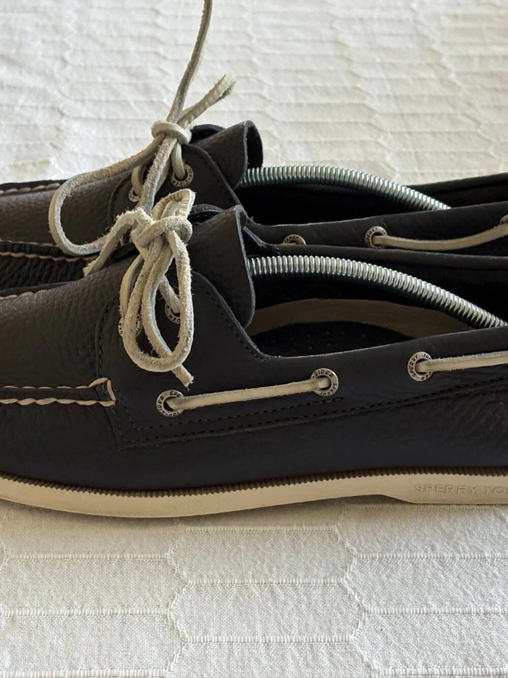 Sperry Authentic Original Boat Shoes 2 Eye Navy Leather Mens Size 9.5